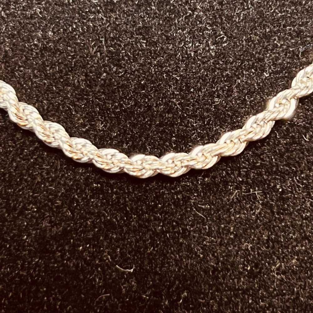 Monet Silver Tone Rope Chain Necklace 16" (3847) - Picture 3 of 6